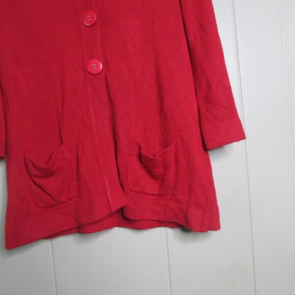 Carolyn Taylor Cardigan Sweater S 3/4 Sleeve Pockets Big Buttons Red - Picture 8 of 12